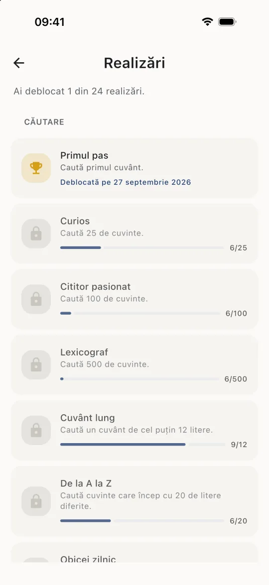 Lista de realizări